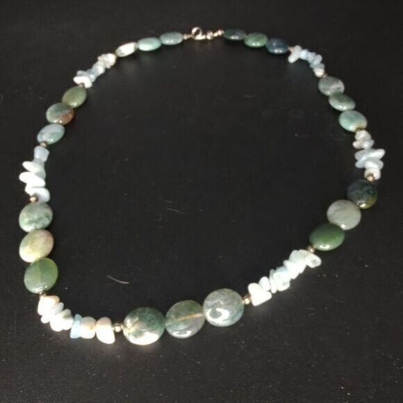 handmade Jewelry - Aquamarine and Jadeite‎ necklace